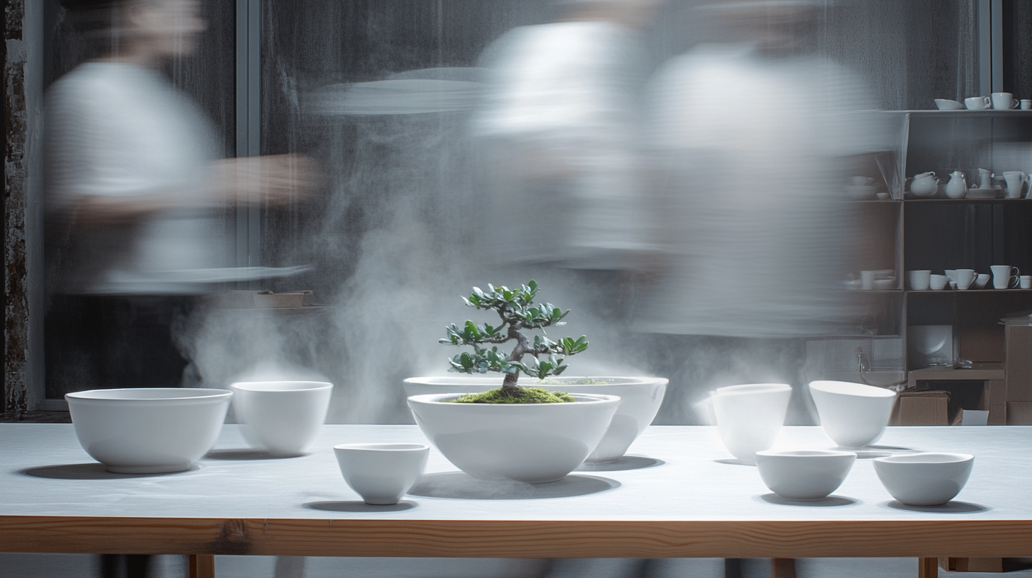 Bowls on a table with soft light